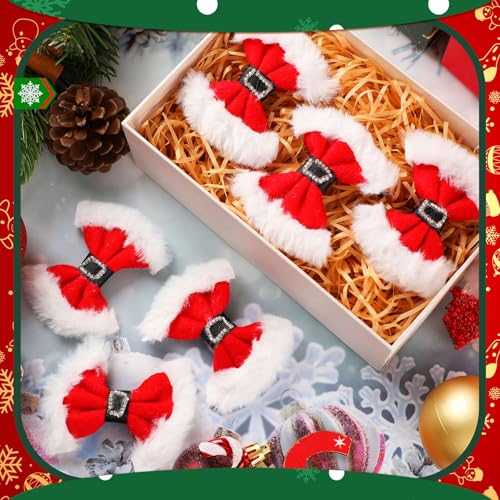 Red Velvet Ribbon Christmas Hair Bow Clips O803340