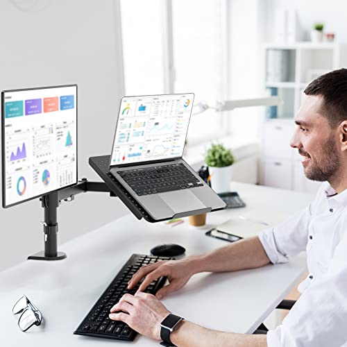 Extra Tall Single Monitor Desk Mount with Tray, Black O926424