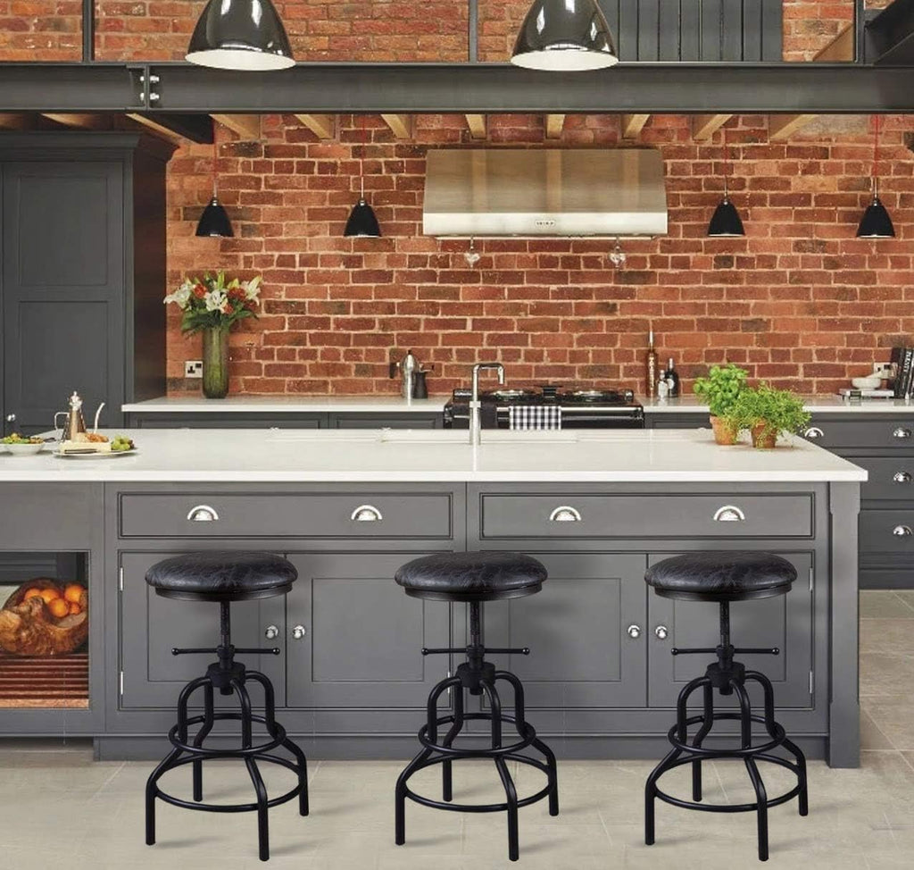 Adjustable Swivel Metal Bar Stool Set of 2 W4507