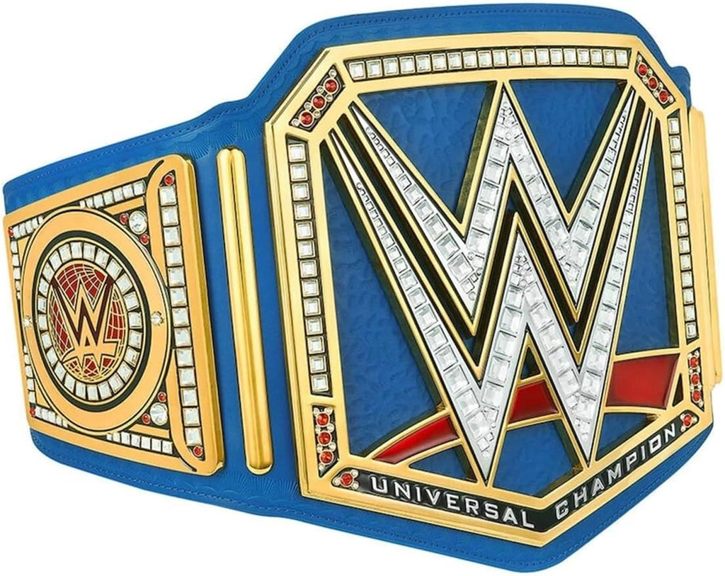 Blue Universal Championship Title Belt with Metallic Sideplates and Adjustable Strap B239