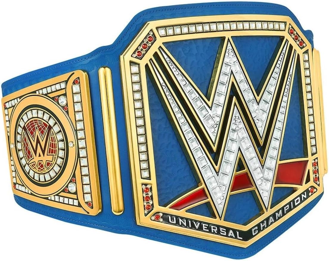 Blue Universal Championship Title Belt with Metallic Sideplates and Adjustable Strap B239