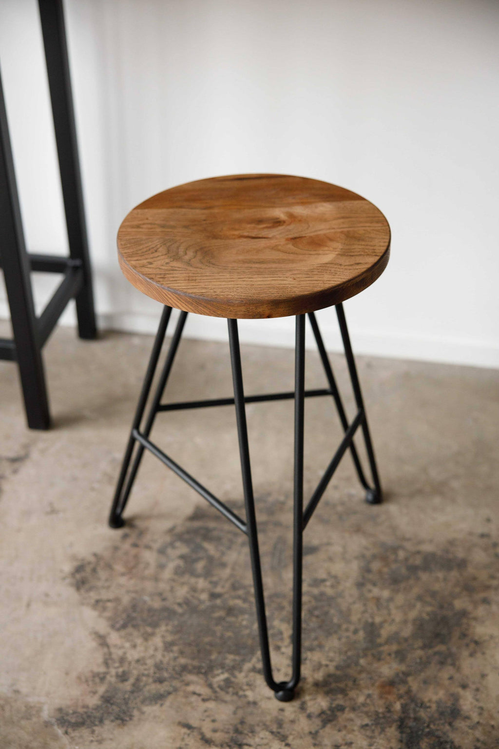 Natural Brown Ash Wood and Steel Bar Stool T7711