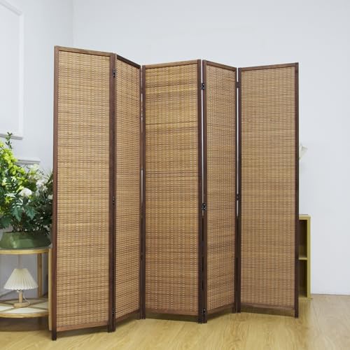 5.6 FT Tall Brown Bamboo Folding Room Divider Screen H2861