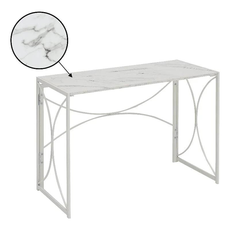 White Faux Marble Folding Desk E396822