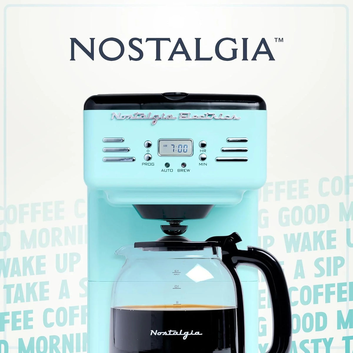 Aqua 12-Cup Programmable Retro Coffee Maker J7074