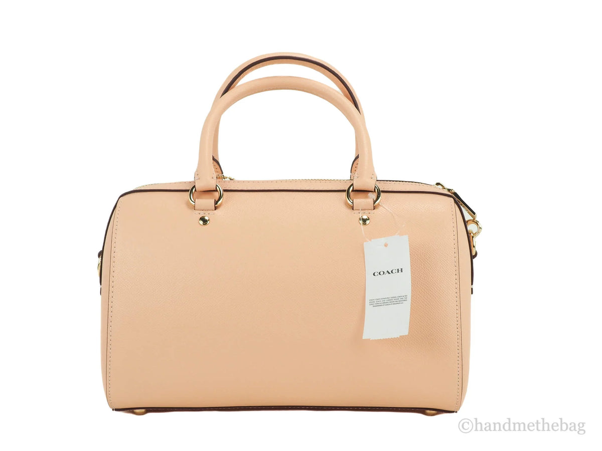 Faded Blush Grain Leather Medium Satchel Crossbody Handbag N1062