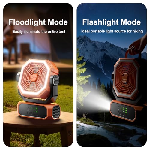 Portable Camping Fan with LED Lantern & Flashlight, 20000mAh Rechargeable Battery G626955