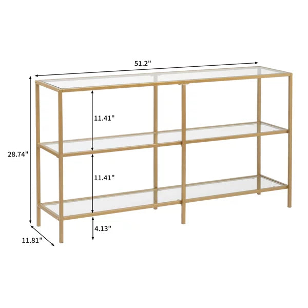 51.2” Tempered Glass Metal Frame Console Table Y89114