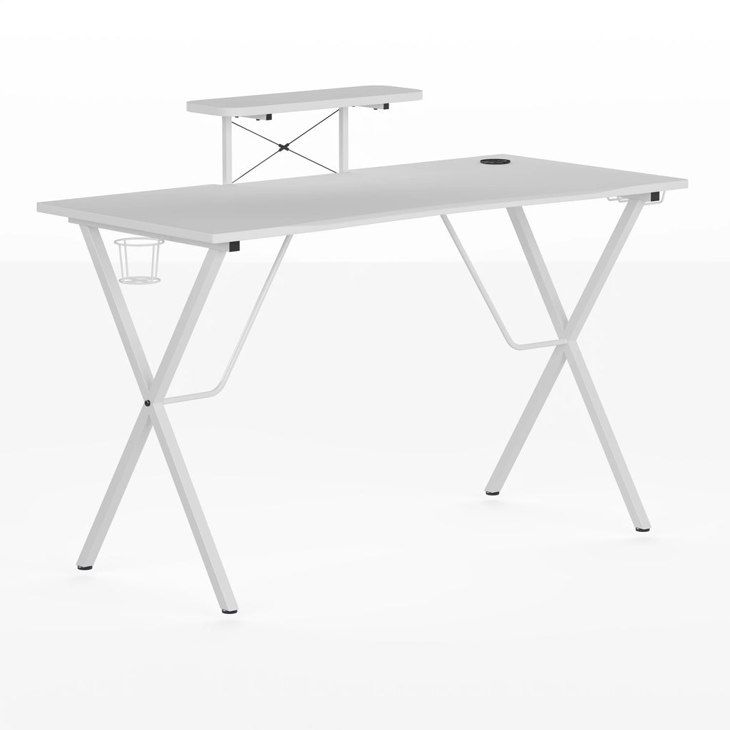 Black Gaming Desk with Cupholder, Headphone Hook & Monitor Stand G174
