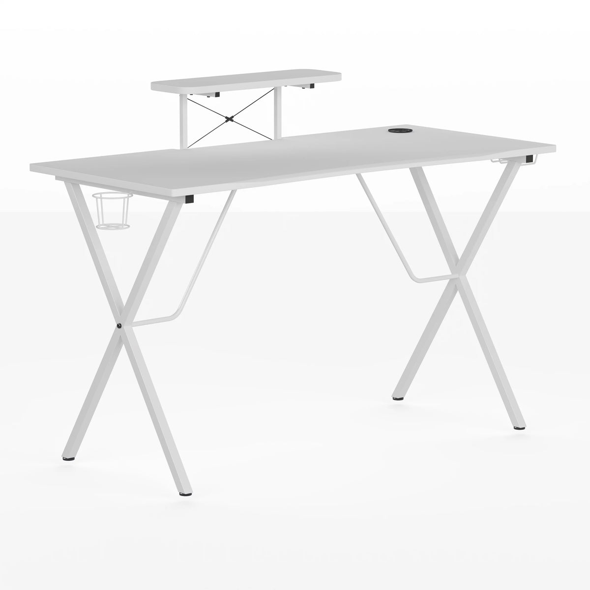 Black Gaming Desk with Cupholder, Headphone Hook & Monitor Stand G174