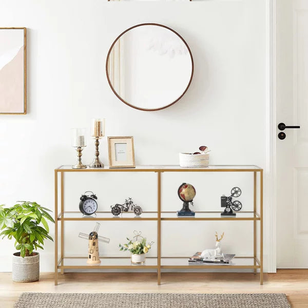 51.2” Tempered Glass Metal Frame Console Table Y89114