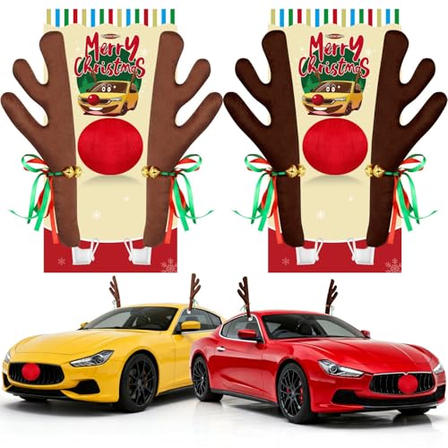 2 Pack Red Nose Car Antler Christmas Decorations S92455