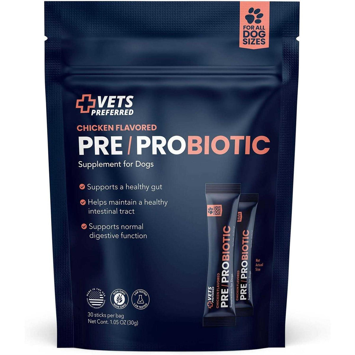 Chicken Flavored Pre-Probiotic Powder Supplement for Dogs 30 Sticks G503