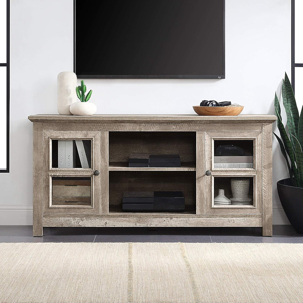 Electric Fireplace TV Stand for TVs up to 55 Inch with Storage Shelves & Cabinets A81957