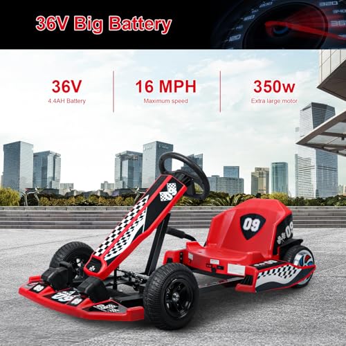 16 MPH 350W Motor Battery Powered Electric Drift Go Kart V7228