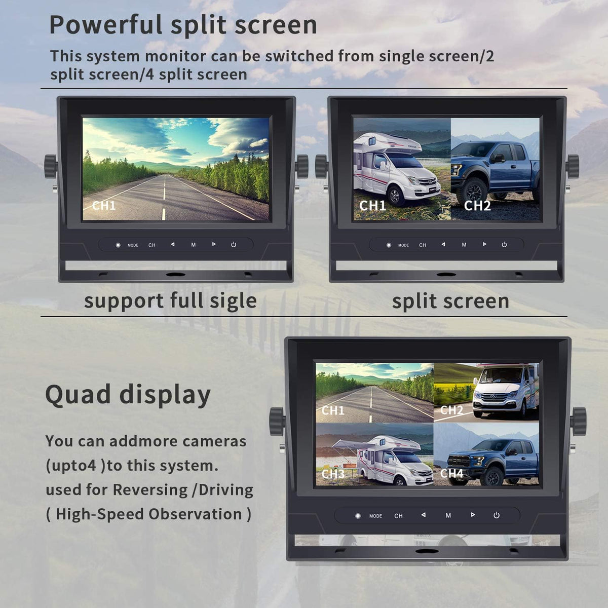 1080P Digital Wireless Rear View Camera with 7'' DVR Monitor IP67 Waterproof O734