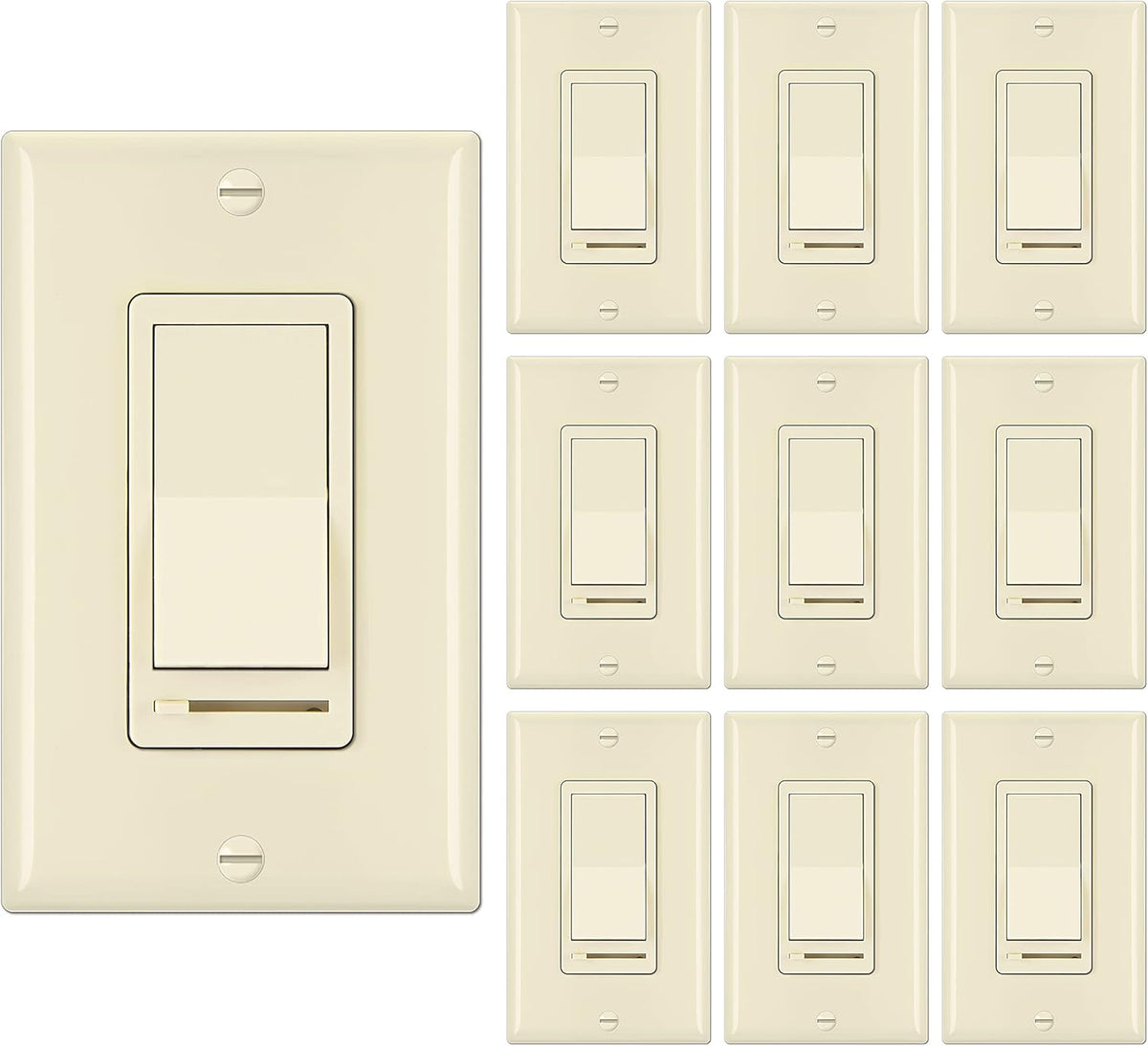 [10 Pack] White Dimmer Light Switch A1493