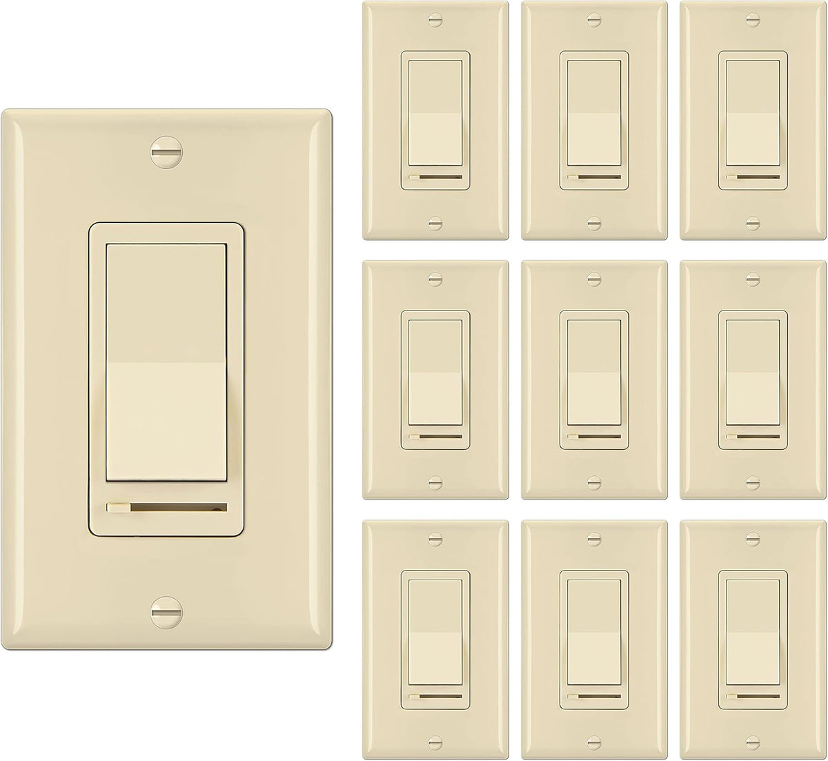 [10 Pack] White Dimmer Light Switch A1493