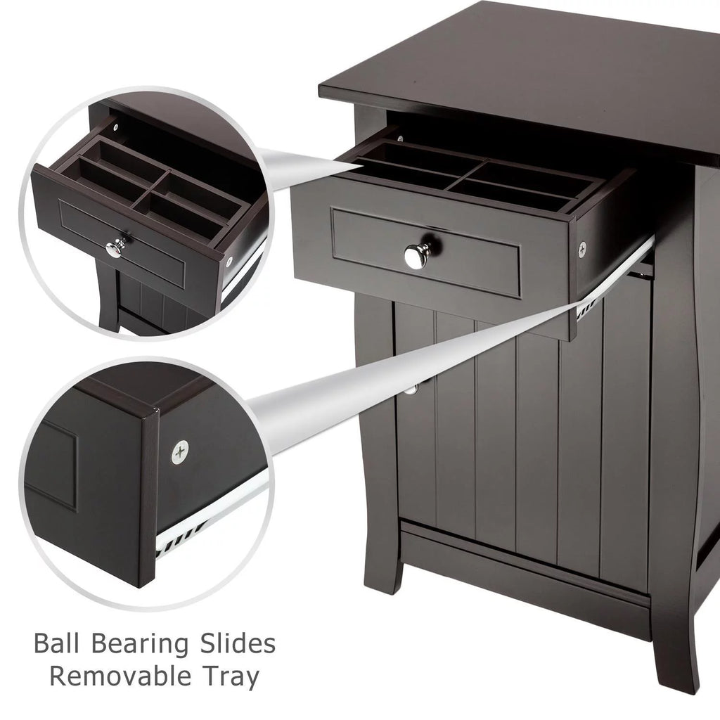 Coffee Nightstand with Drawer & Storage Cabinet B5117
