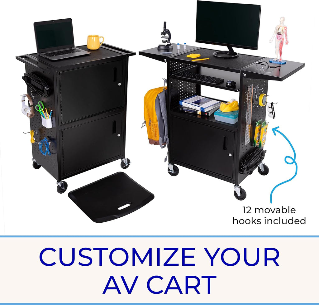 AV Cart with Pegboard Siding and 12 Hooks S35187