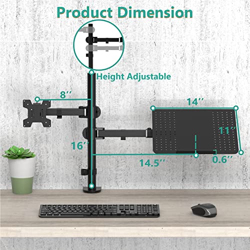Extra Tall Single Monitor Desk Mount with Tray, Black O926424
