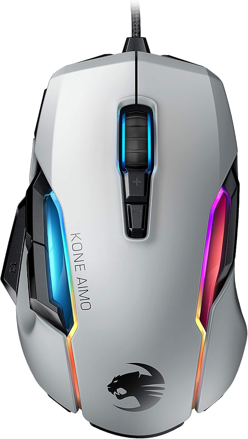 White Ergonomic Wired Gaming Mouse with RGB Lighting W876
