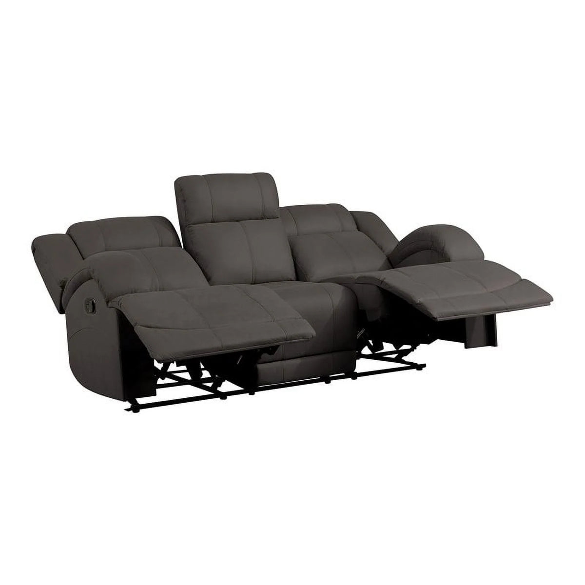 Chocolate Wood & Fabric Double Reclining Sofa B1104