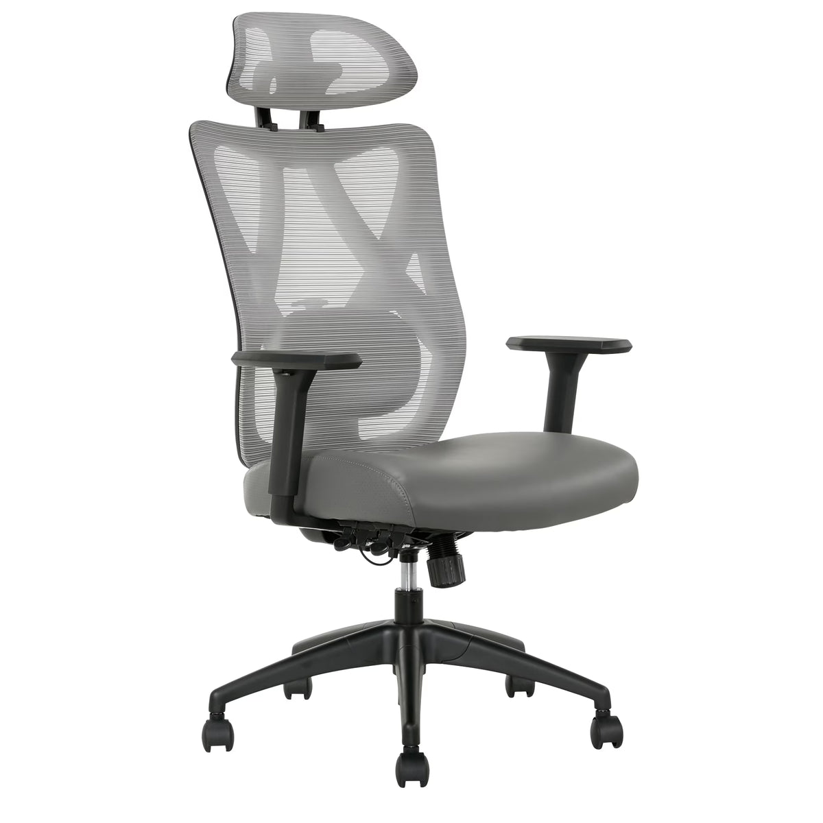 Ergonomic Mesh/Vegan Leather High-Back Task Chair, Gray/Black I992