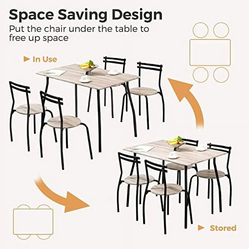 Dining Table Set for 4 with Chairs and Bench J420