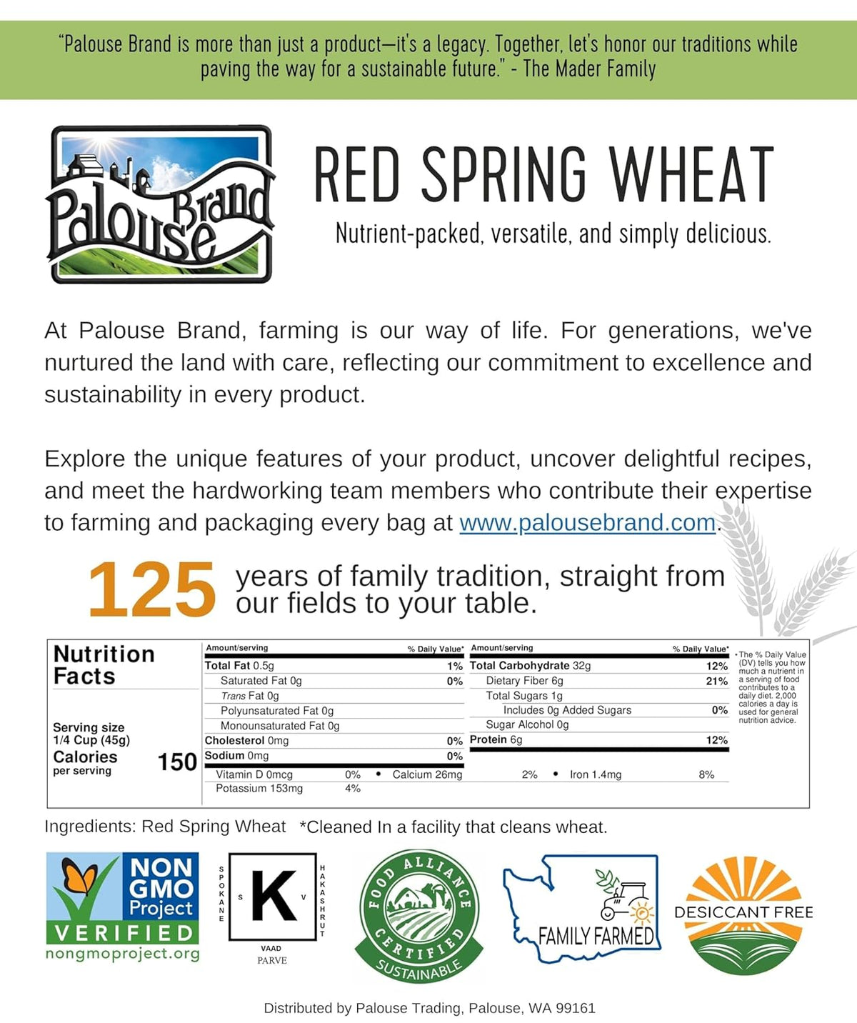 4 LBS Hard Red Spring Wheat Berries R45959