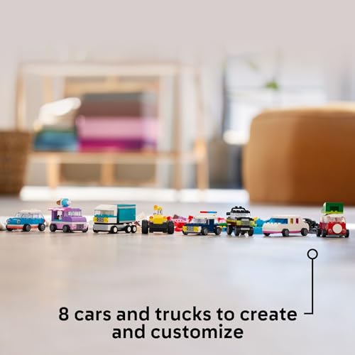 Colorful Construction Brick Building Kit with Ice Cream Truck and Police Car Toy S793