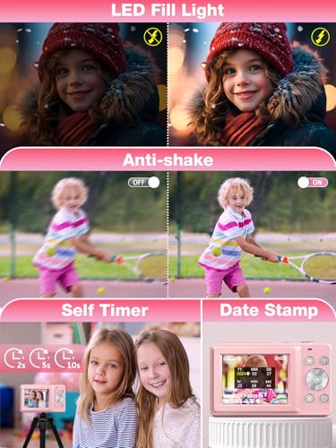 Pink 44MP 1080P Compact Digital Camera X872