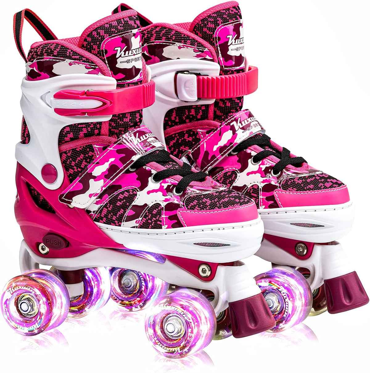 Camo Adjustable Roller Skates with Light up Wheels P450378