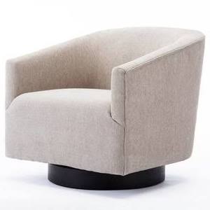 Beige Wood-Base Swivel Chair F354