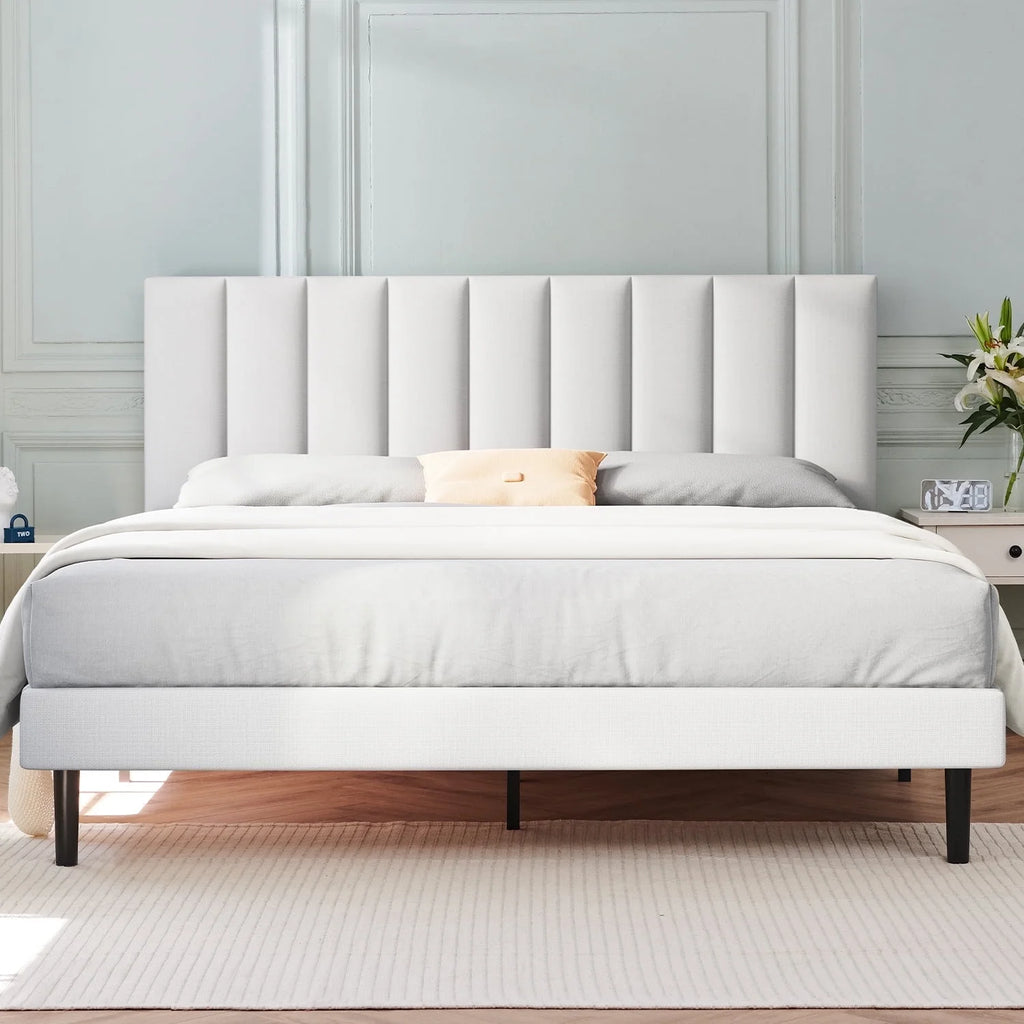 Queen Upholstered Platform Bed Frame with Headboard H1416