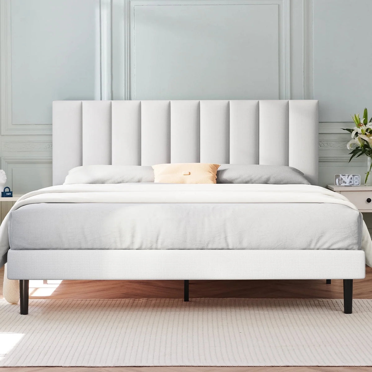 Queen Upholstered Platform Bed Frame with Headboard H1416
