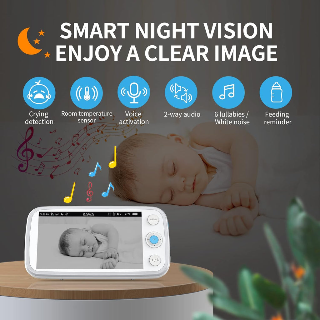 5 720P HD Video Baby Monitor with Night Vision and 2-Way Audio Q116