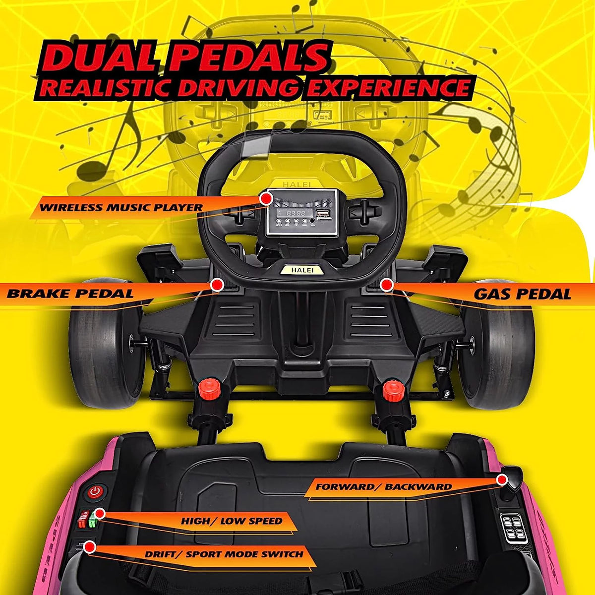 24 V 300W Electric Pedal Go Kart with Drift Mode, Pink E8571