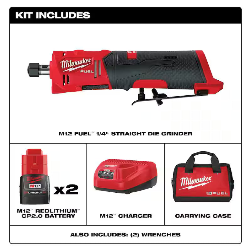12V Lithium-Ion Brushless Cordless 1/4 in. Straight Die Grinder Kit S676127