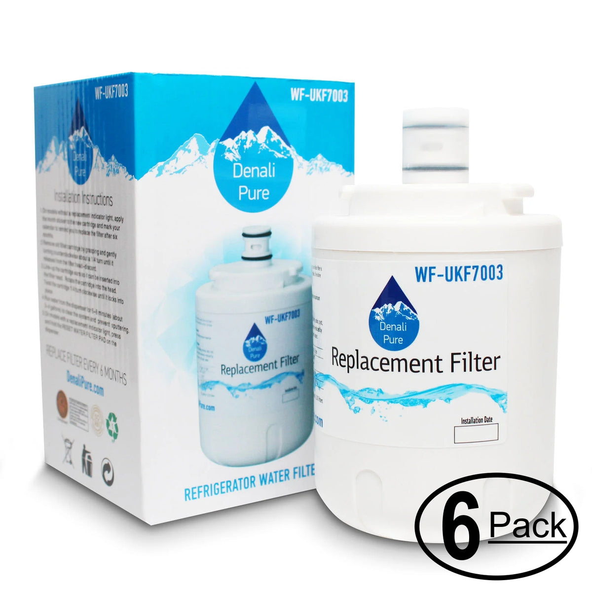 6-Pack Replacement Refrigerator Water Filter Cartridge V7980
