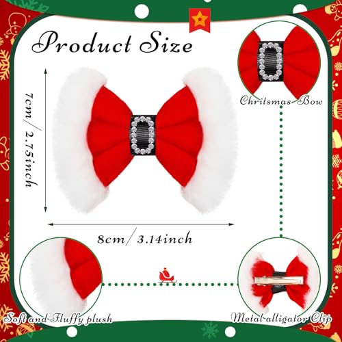 Red Velvet Ribbon Christmas Hair Bow Clips O803340