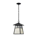 1-Light Hanging Matte Black Antique White Art Glass S13655