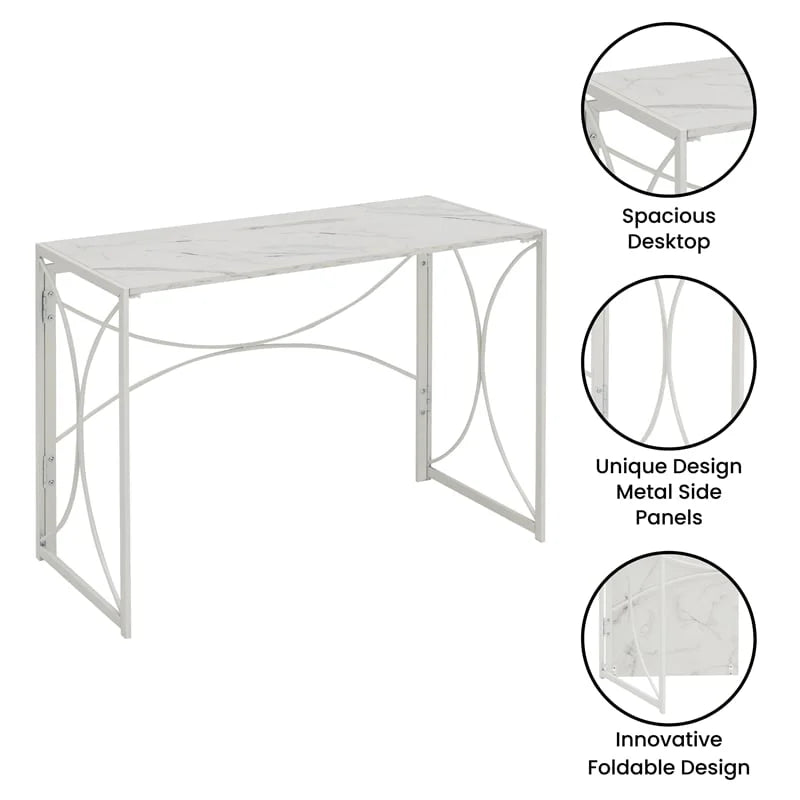 White Faux Marble Folding Desk E396822