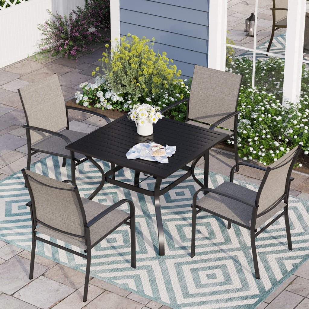 5 Piece Blue Metal Patio Dining Set V992