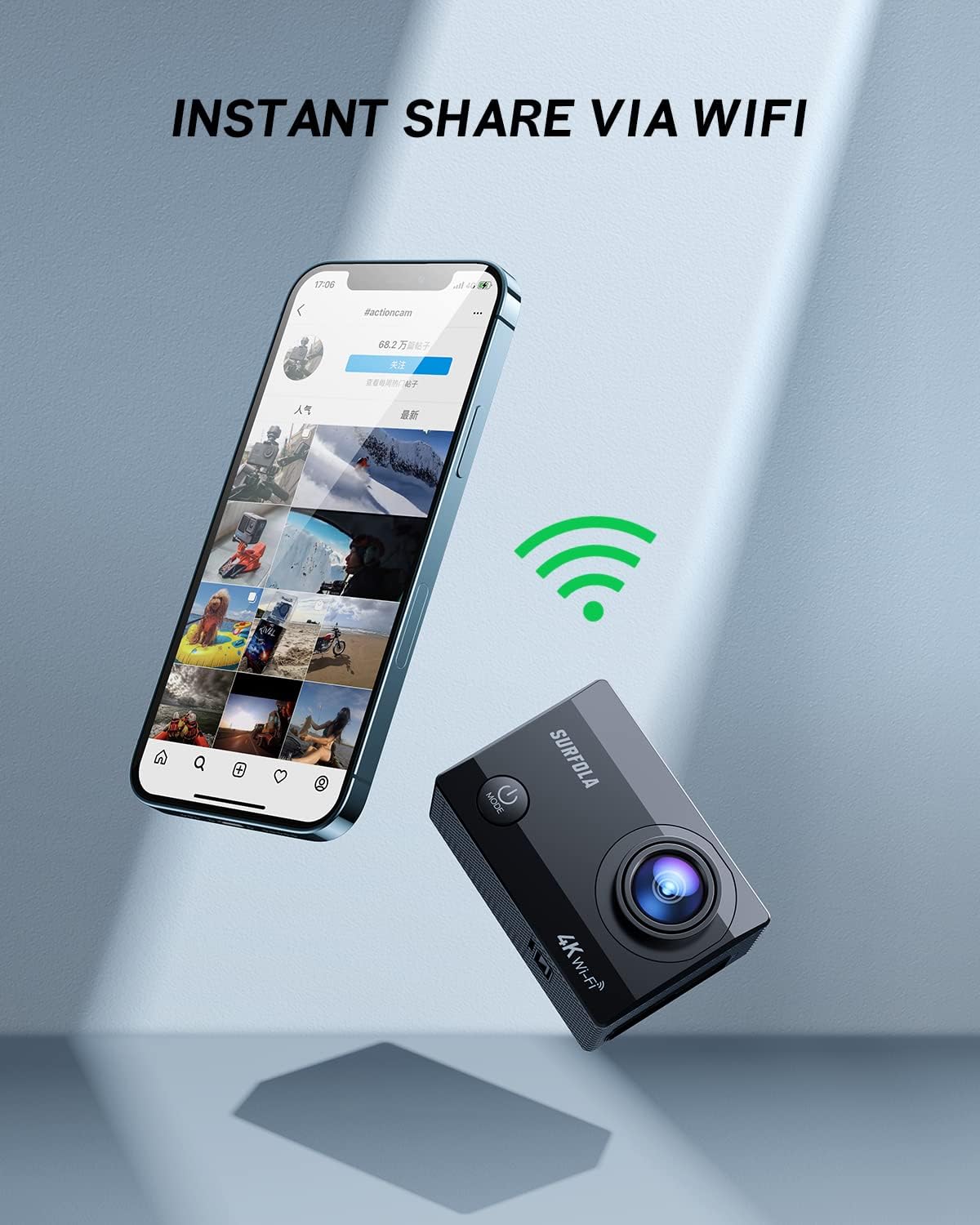 4K/30FPS 20MP WiFi Waterproof Action Camera with 2 Batteries and Helmet Accessories Kit O12720