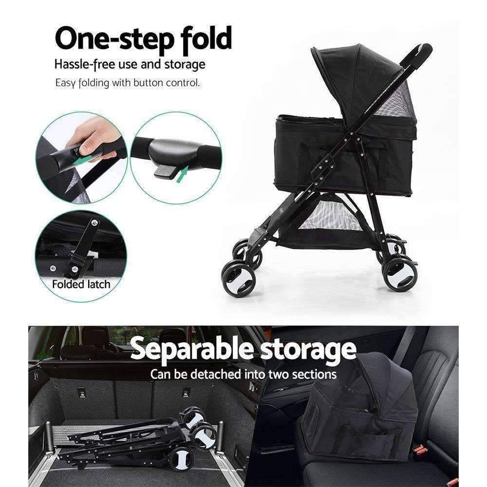 Black 3 in 1 Foldable Pet Stroller L2502
