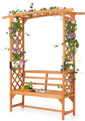 Wooden Garden Arbor with Bench H61663