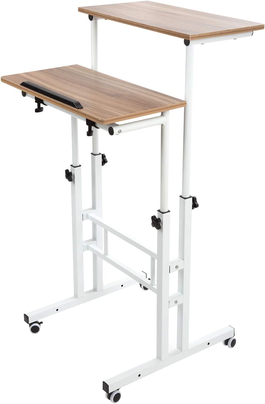 Vintage Oak Mobile Stand Up Desk with Wheels F344