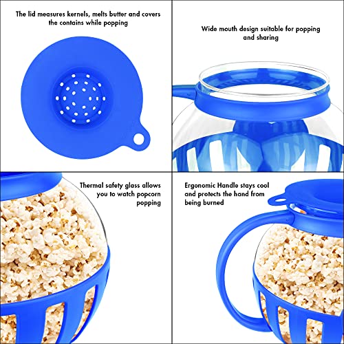 Red 3 Quart Borosilicate Glass Microwave Popcorn Popper A201