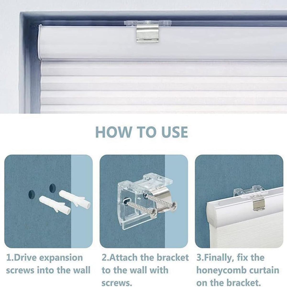 Cordless Shade Bracket with Metal Clip for 1" PVC Cordless Honeycomb Shades L357171